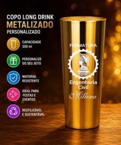 Copo Long Drink Metalizado Personalizado