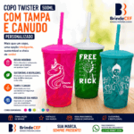 Copo Tampa Canudo Personalizado Twister 500ml