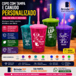 Copo com Tampa e Canudo Personalizado 350ml