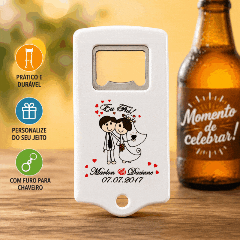Abridor de garrafa personalizado furo