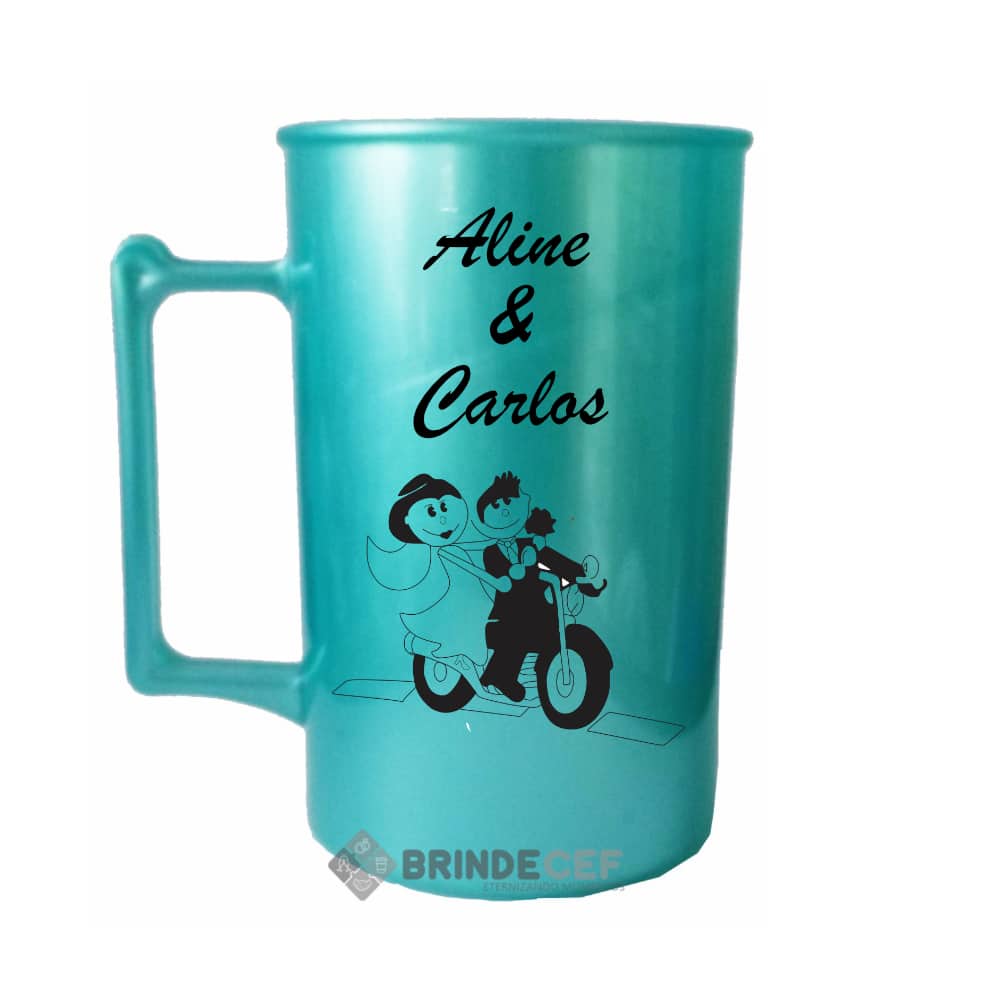 caneca de acrilico personalizada para casamento perolada