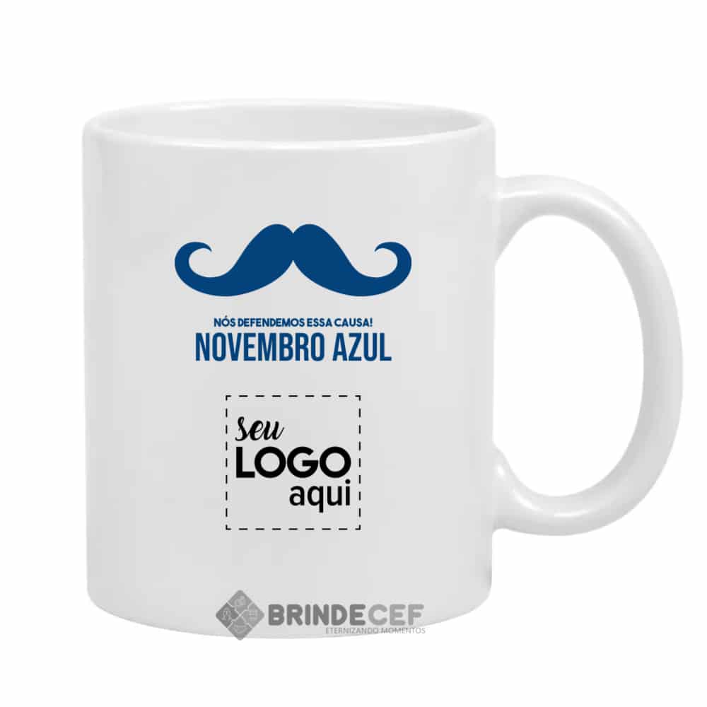 caneca de porcelana personalizada novembro azul