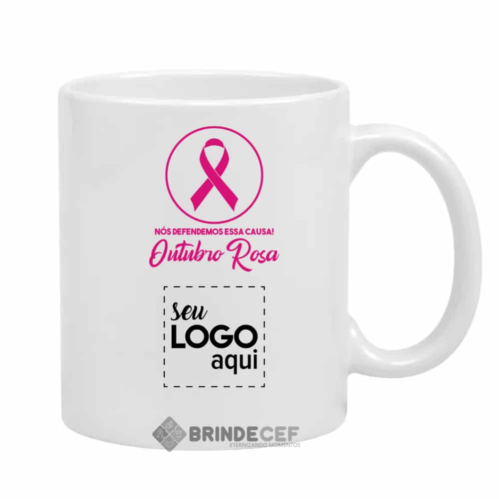 caneca de porcelana personalizada outubro rosa