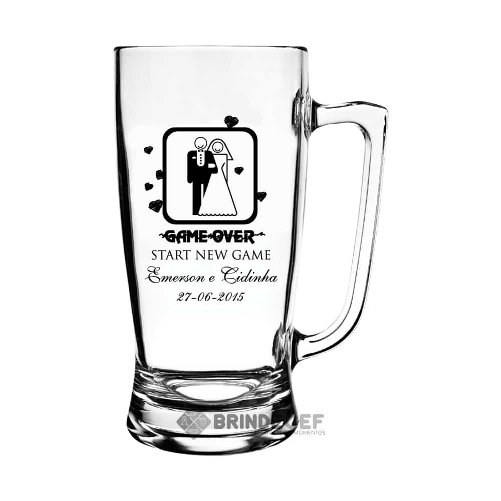 caneca de vidro personalizada taberna 600 ml casamento