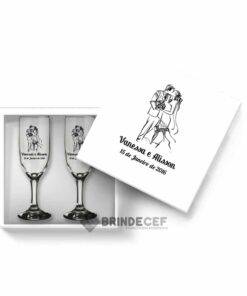 Kit de Lembrancinha para casamento - caixa MDF com 2 taças personalizadas 1