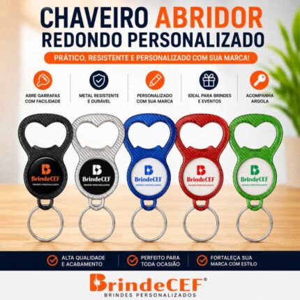 Chaveiros Personalizados Modelo Abridor Redondo