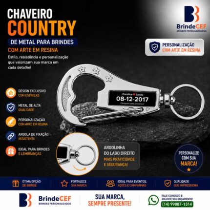 Chaveiros personalizados Country