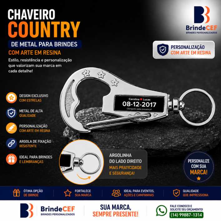 Chaveiros personalizados Country