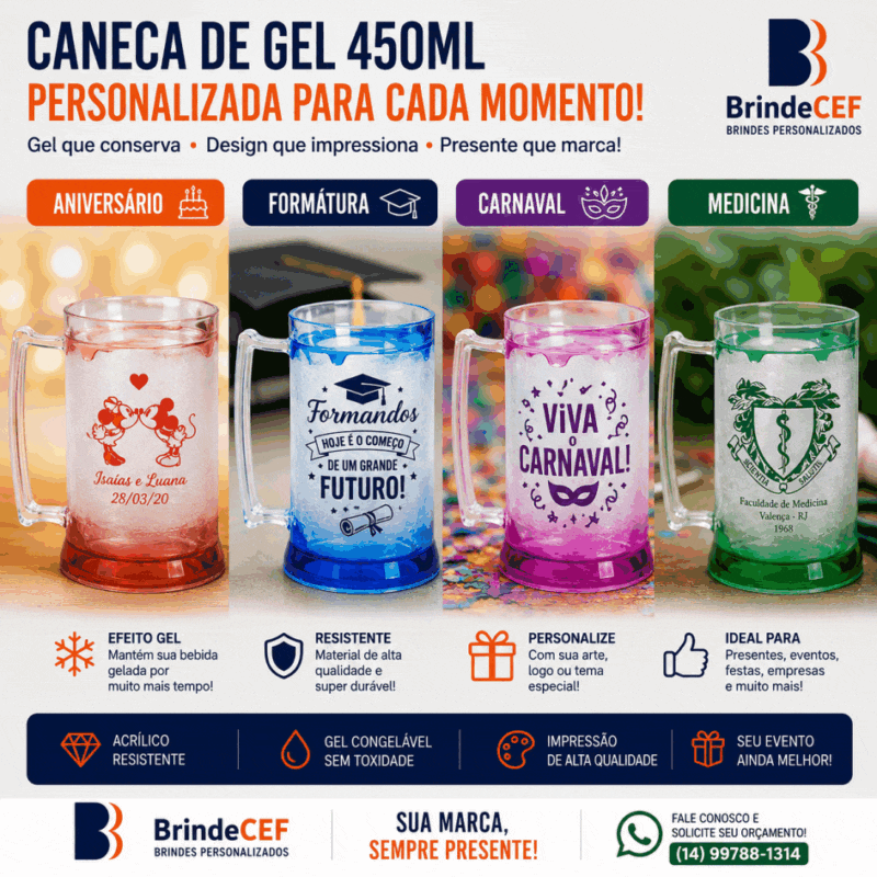 Canecas de Gel Personalizadas 450ml