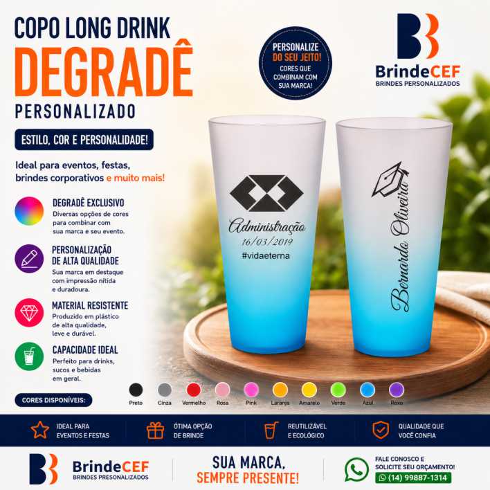 Copo Long Drink Degrade Personalizado