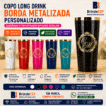 Copo Long Drink com Borda Metalizada Personalizado