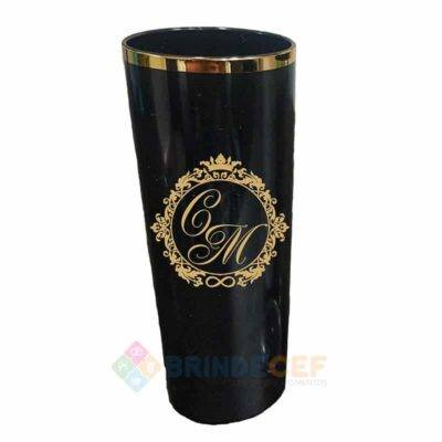 Copo Long Drink Com Borda Personalizado cor Preto