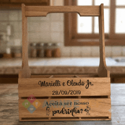 Caixote de MDF com Alça e 3 Divisórias Personalizado