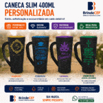 Caneca Slim 400ml cor Preto Fosco Personalizada
