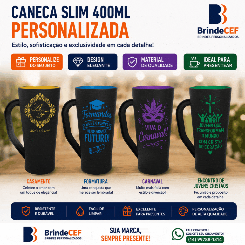 Caneca Slim 400ml cor Preto Fosco Personalizada Caneca Slim 400ml cor Preto Fosco Personalizada