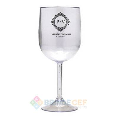 taça de vinho de acrilico personalizada transparente