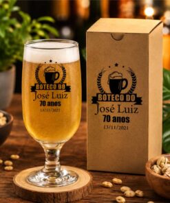 Kit Taça de Vidro Floripa 300ml + Caixinha Personalizada