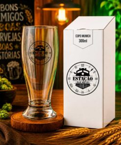 Kit Copos de Vidro modelo Munich 300ml e Caixinha Personalizada