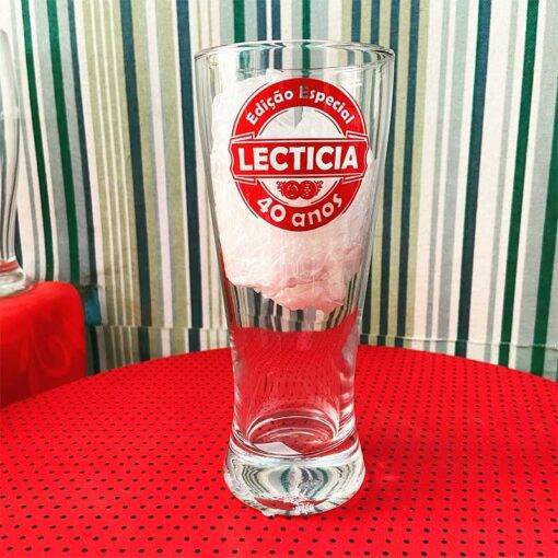 Copo de Vidro Lager Lecticia 40 Anos