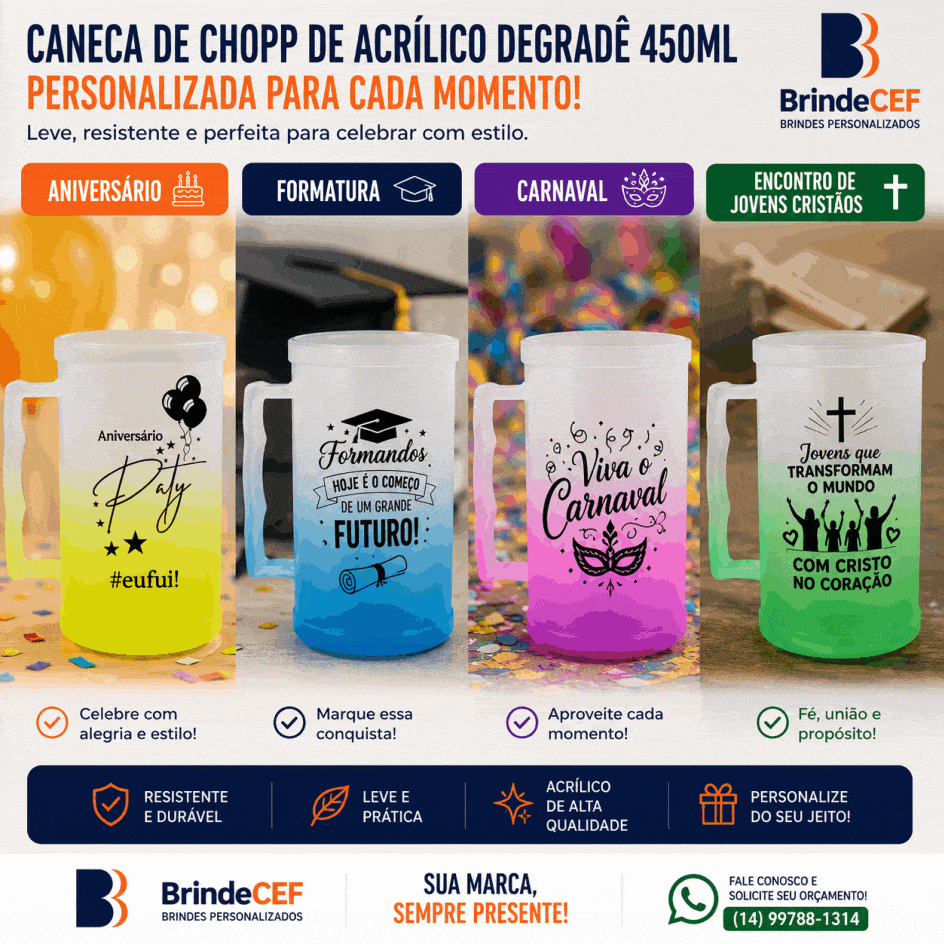 Caneca de Chopp de Acrílico Degrade 450ml Personalizada Caneca de Chopp de Acrílico Degrade 450ml Personalizada