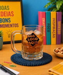  Caneca de Vidro Personalizada Lotus 300ml