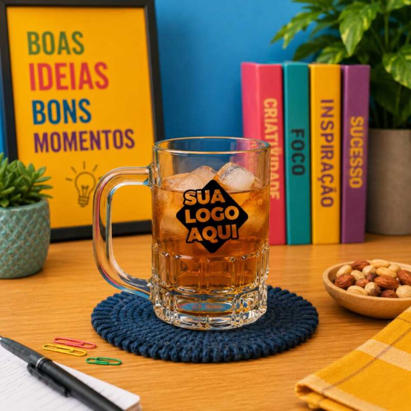  Caneca de Vidro Personalizada Lotus 300ml