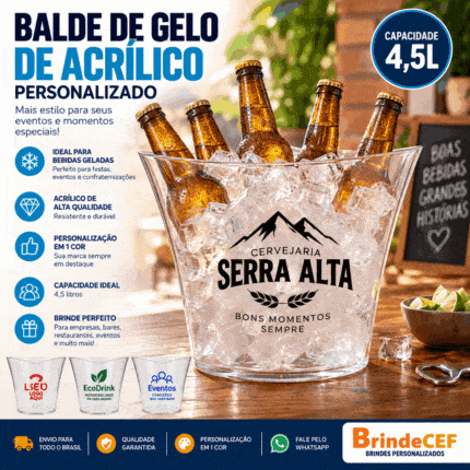 Balde de Gelo de Acrílico 4,5L Personalizado