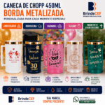 Caneca de Chopp 450ml Borda Metalizada