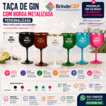Taça de Gin de Acrílico Borda Metalizada 550 ml Personalizada