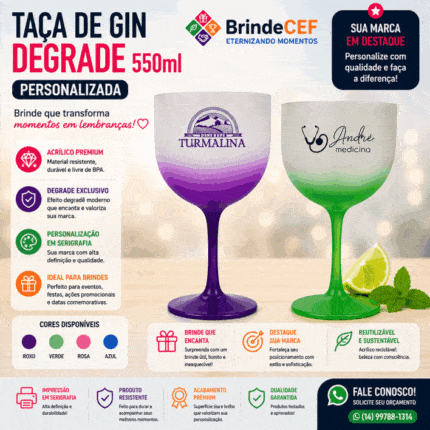 Taça de Gin de Acrílico Degrade 550ml