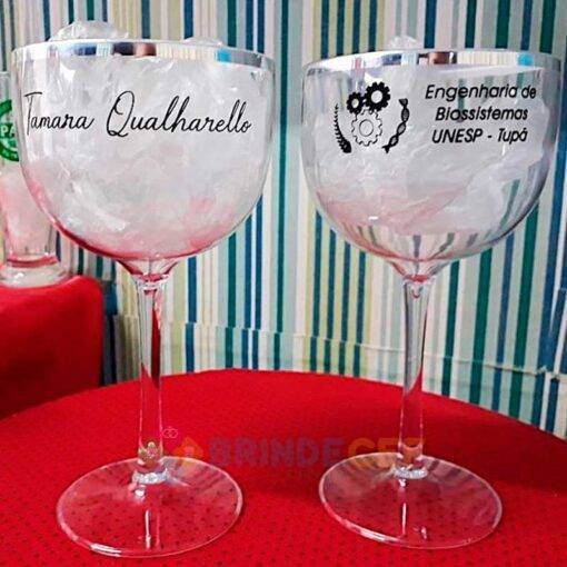 Taça de Gin de Acrílico Com Borda Metalizada 475ml Personalizada Engenharia de Biossistemas