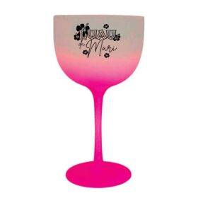 Taça de gin de Acrílico 475ml Degrade cor Rosa Luau da Mari