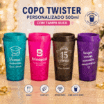Copo Twister Personalizado 500ml com Tampa Buck