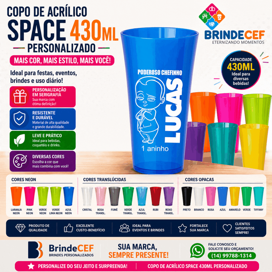 Copo de Acrílico Space 430ml Personalizado Copo de Acrílico Space 430ml Personalizado