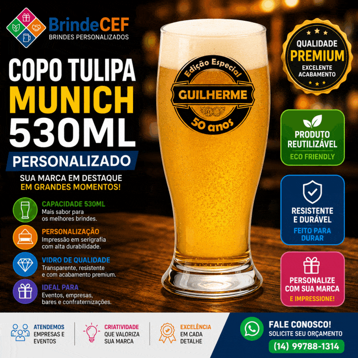 Copo Tulipa Munich 530ml Personalizado Copo Tulipa Munich 530ml Personalizado