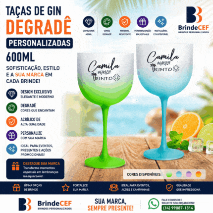 Taças de Gin Degrade Personalizadas 600 ml