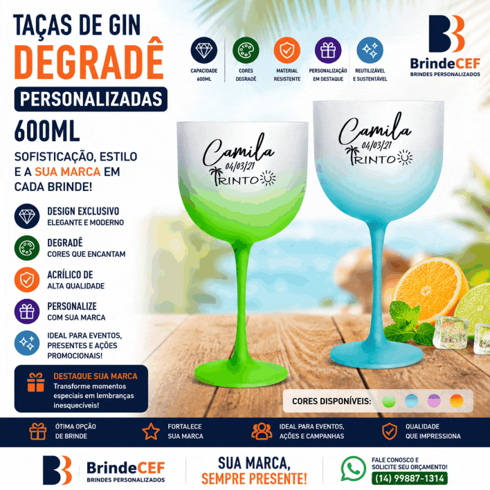 Taças de Gin Degrade Personalizadas 600 ml