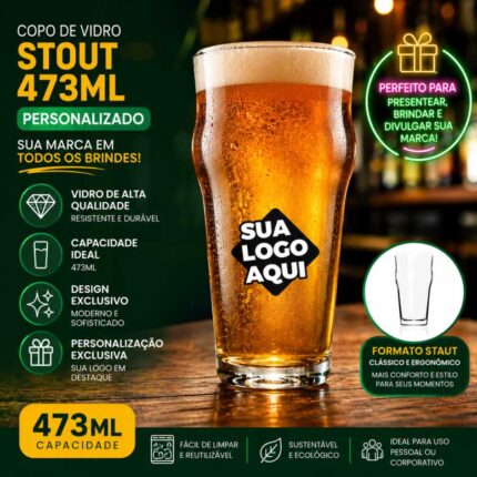 Copo de Vidro Personalizado Stout 473ml