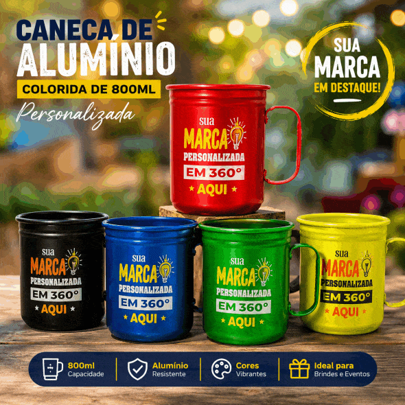 Canecas de Alumínio colorida de 800ml Personalizadas, Canecas de Alumínio colorida de 800ml Personalizadas,