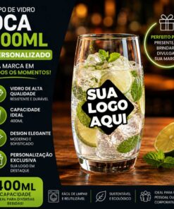 Copo de Vidro Personalizado Oca 400ml