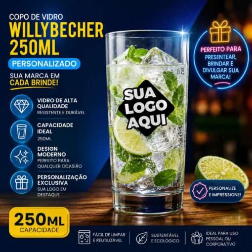 Copo de Vidro Personalizado Willybecher 250ml
