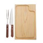 Kit Churrasco 3 Peças Inox e Madeira