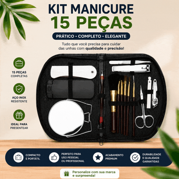 Kit Manicure 15 Peças Personalizados Kit Manicure 15 Peças Personalizados