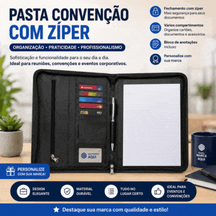 Pasta Convenção Com Zíper Personalizada