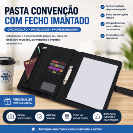 Pasta Convenção com Fecho Imantado Personalizada