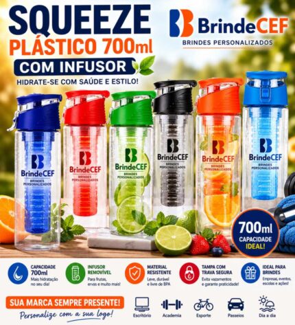 Squeeze Plástico 700ml Infusor Personalizado