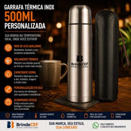 Garrafa Térmica Inox 500ml Pesonalizada