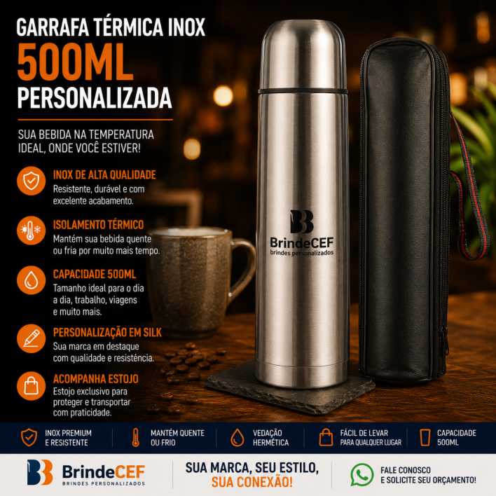 Garrafa Térmica Inox 500ml Pesonalizada Garrafa Térmica Inox 500ml Pesonalizada