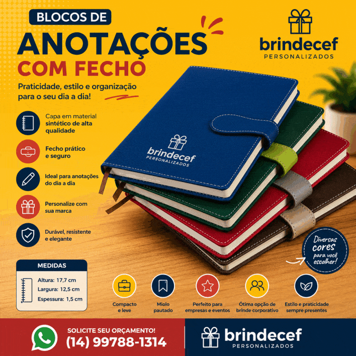 Blocos de Anotações Personalizados com Fecho