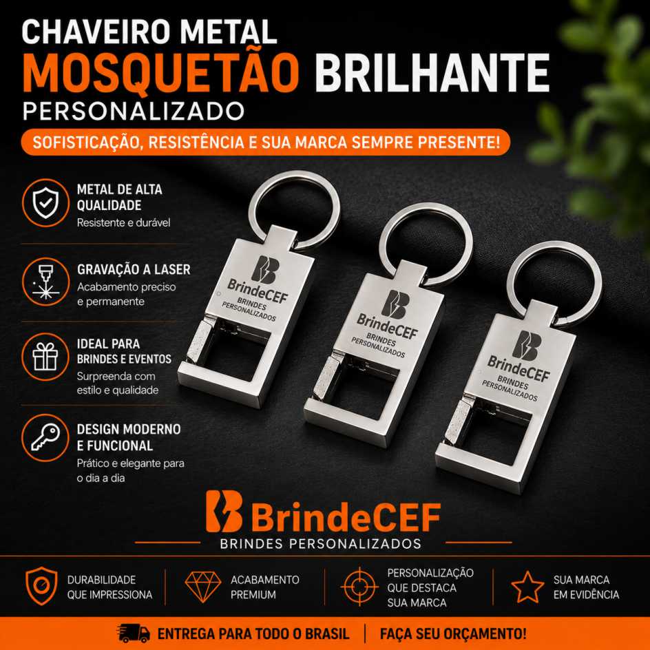 Chaveiro Metal Mosquetão Brilhante Chaveiro Metal Mosquetão Brilhante